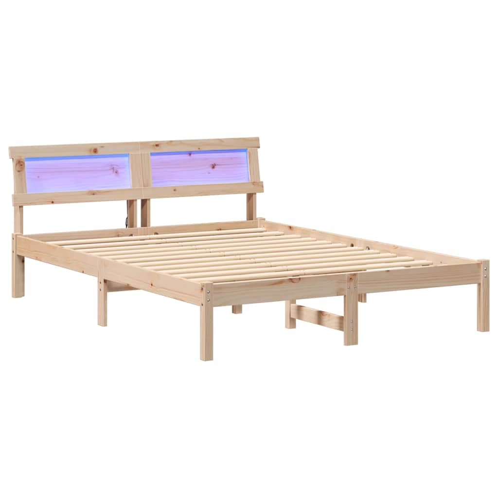 vidaXL Σκελετός Κρεβατιού Καφέ 135 x 190 cm Στερεά ξυλεία πεύκου