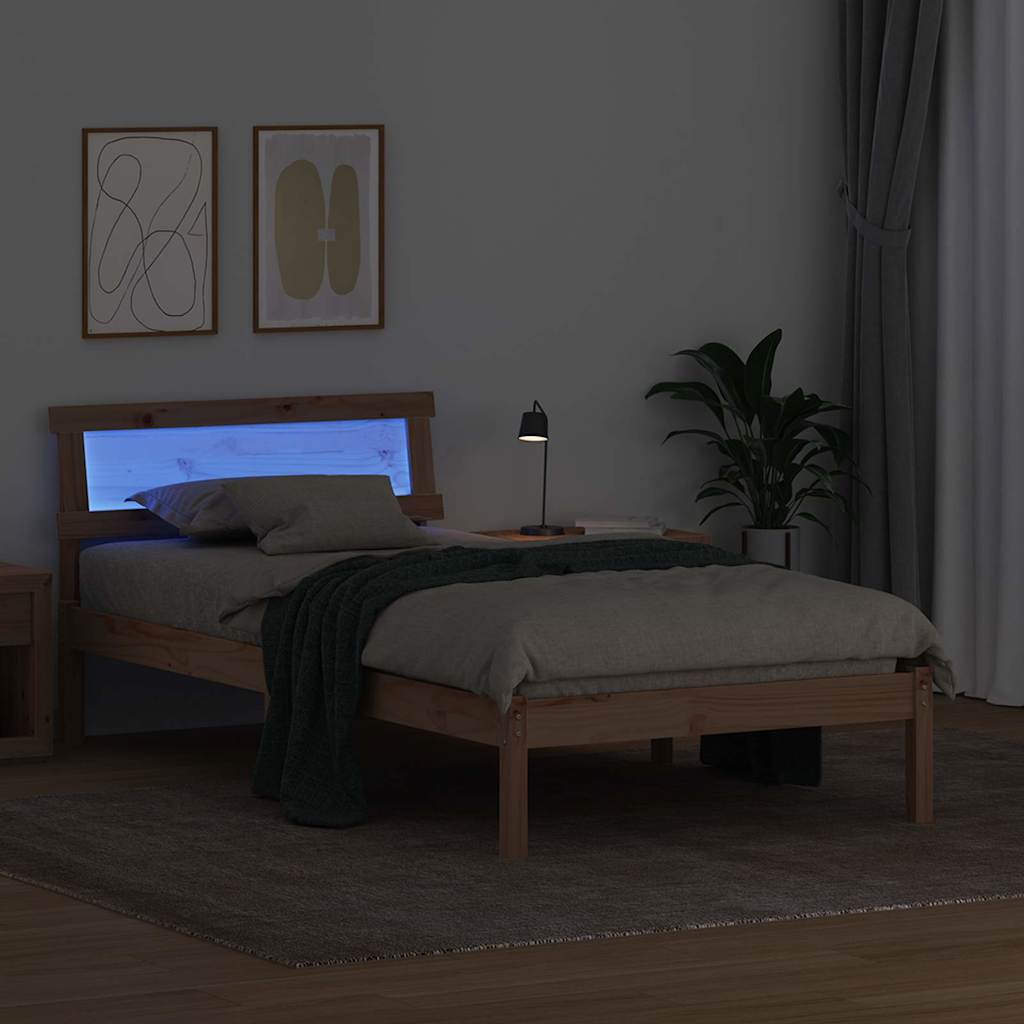 vidaXL Σκελετός Κρεβατιού Καφέ 100 x 200 cm Στερεά ξυλεία πεύκου