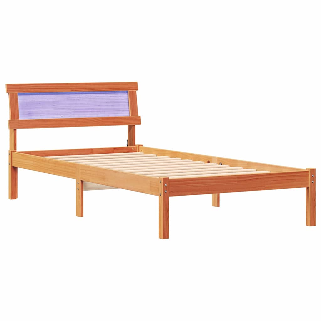 vidaXL Σκελετός Κρεβατιού Κερωτό καφέ 90 x 200 cm Στερεά ξυλεία πεύκου