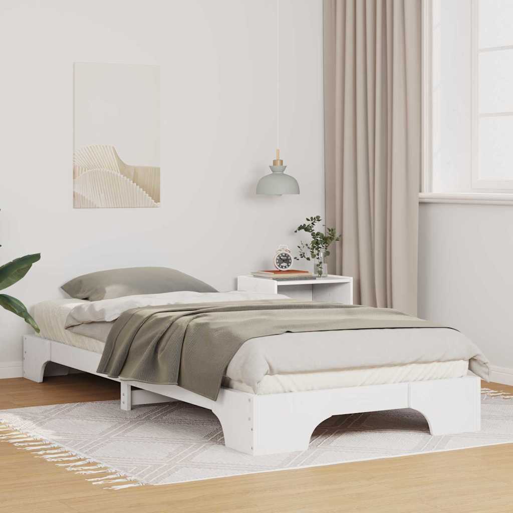 vidaXL Κρεβάτι δαπέδου με αποθήκευση Λευκό 90 x 210 cm ξύλο