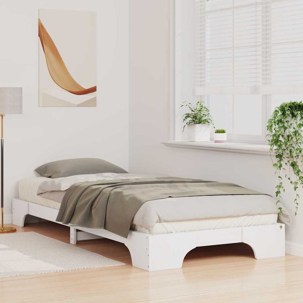 vidaXL Κρεβάτι δαπέδου με αποθήκευση Λευκό 90 x 210 cm ξύλο