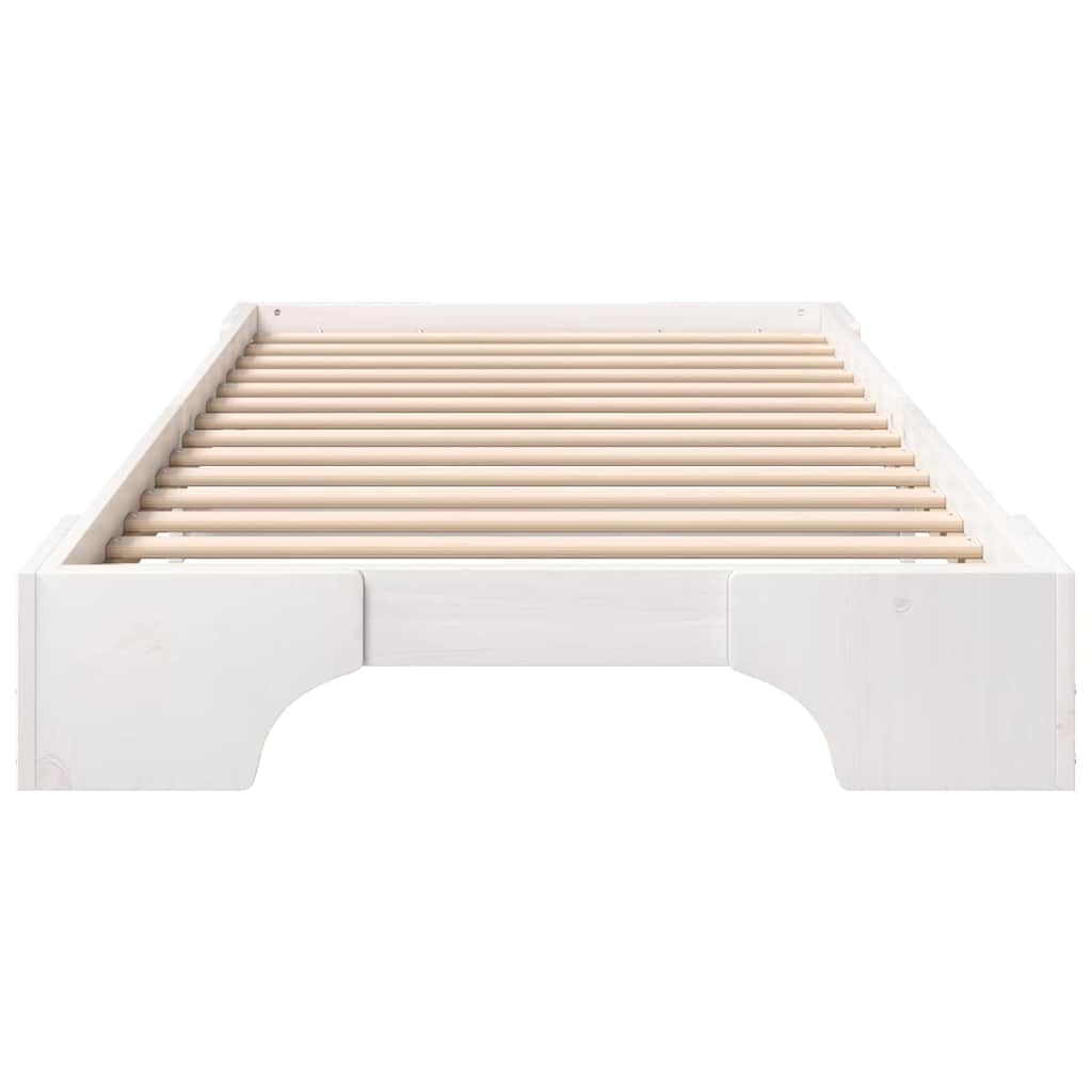 vidaXL Κρεβάτι δαπέδου με αποθήκευση Λευκό 90 x 210 cm ξύλο