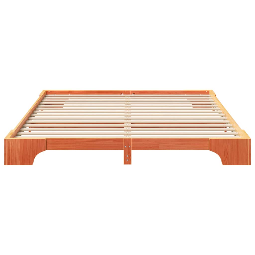 vidaXL Σκελετός Κρεβατιού Καφέ 200 x 210 cm Στερεά ξυλεία πεύκου