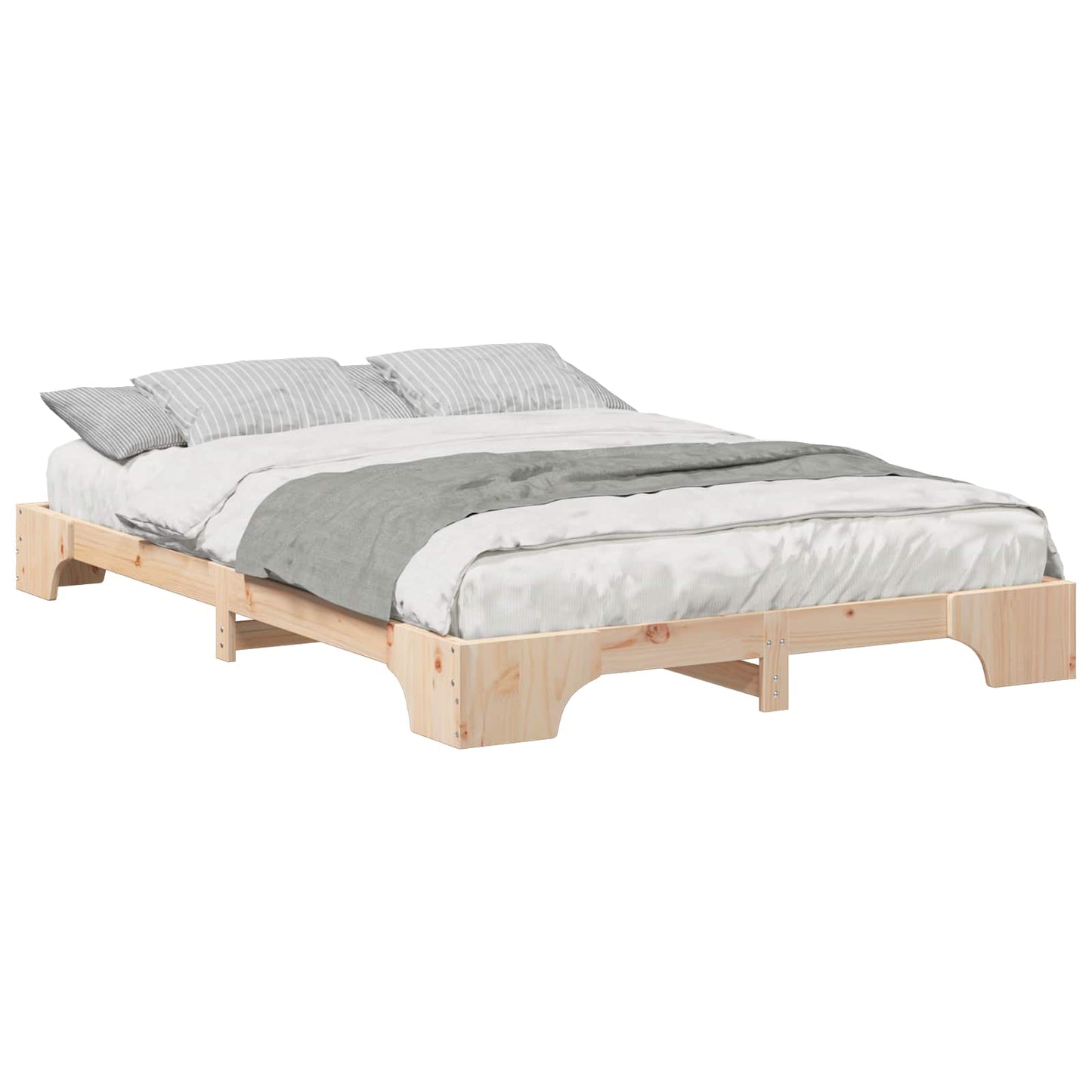 vidaXL Σκελετός Κρεβατιού Καφέ 140 x 220 cm Στερεά ξυλεία πεύκου