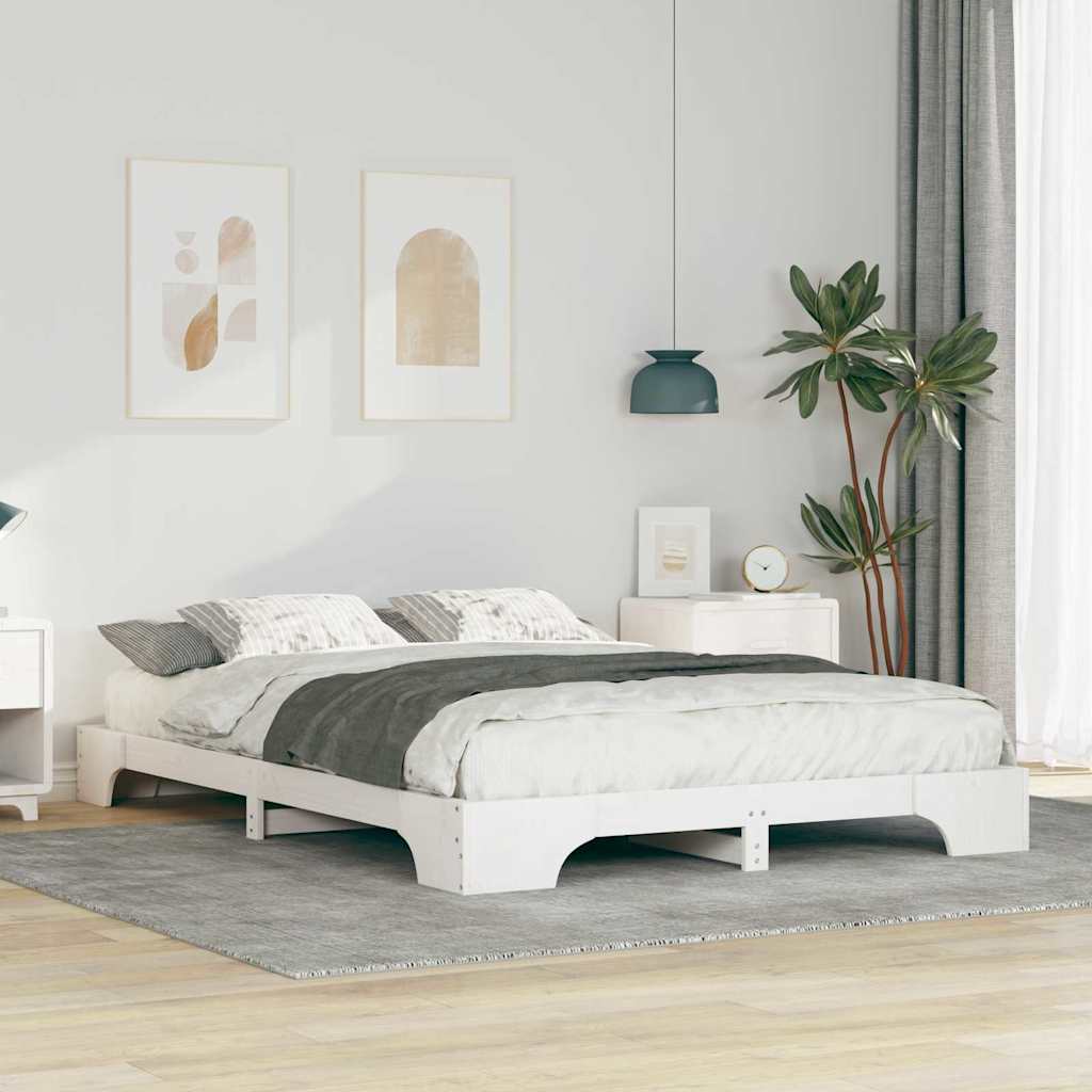 vidaXL Σκελετός Κρεβατιού Λευκό 140 x 220 cm Στερεά ξυλεία πεύκου