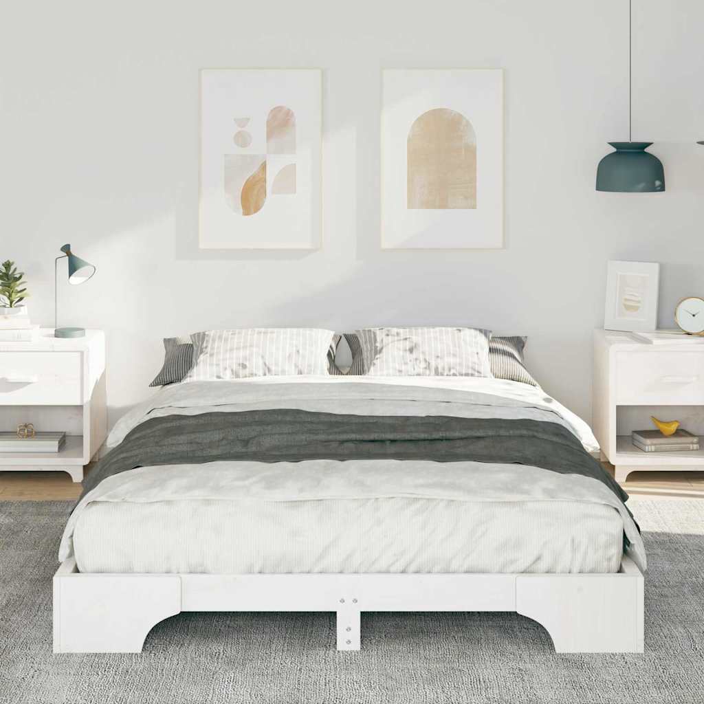 vidaXL Σκελετός Κρεβατιού Λευκό 140 x 220 cm Στερεά ξυλεία πεύκου