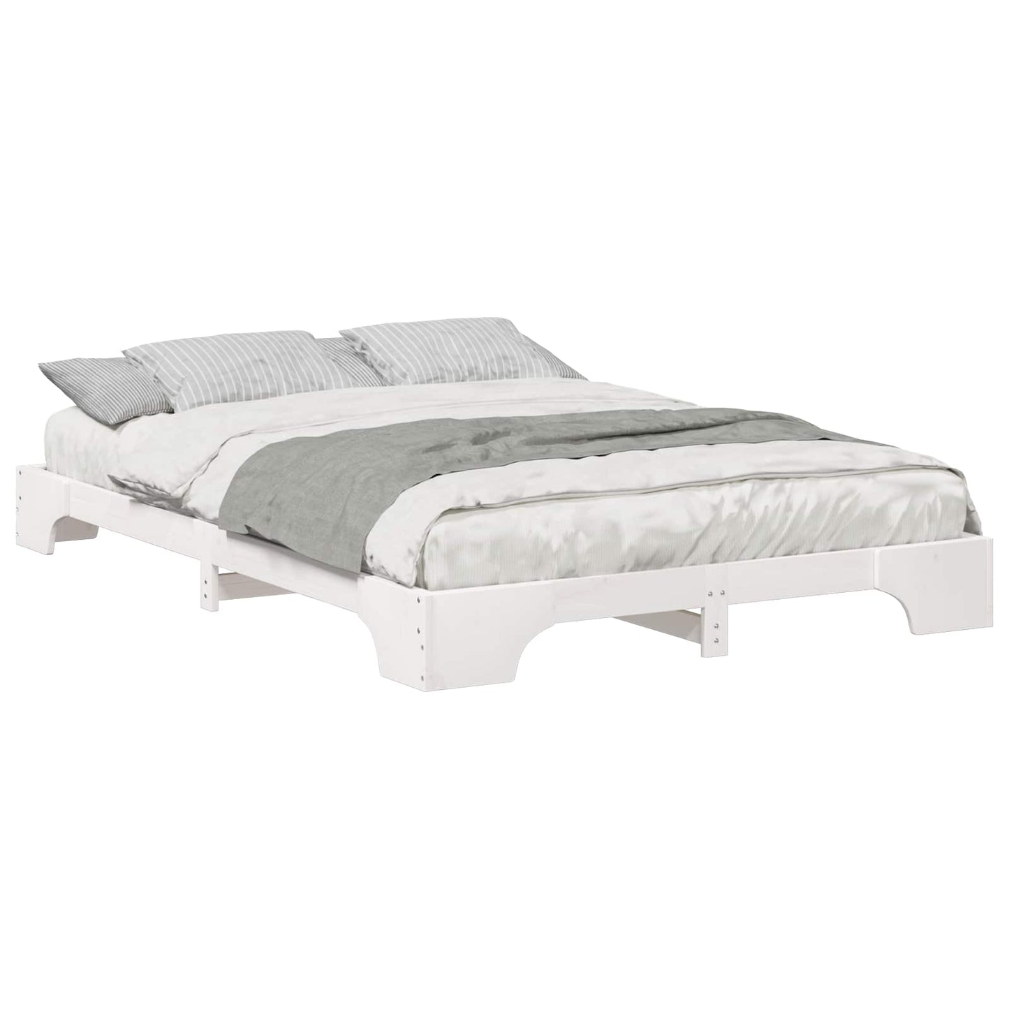 vidaXL Σκελετός Κρεβατιού Λευκό 140 x 220 cm Στερεά ξυλεία πεύκου