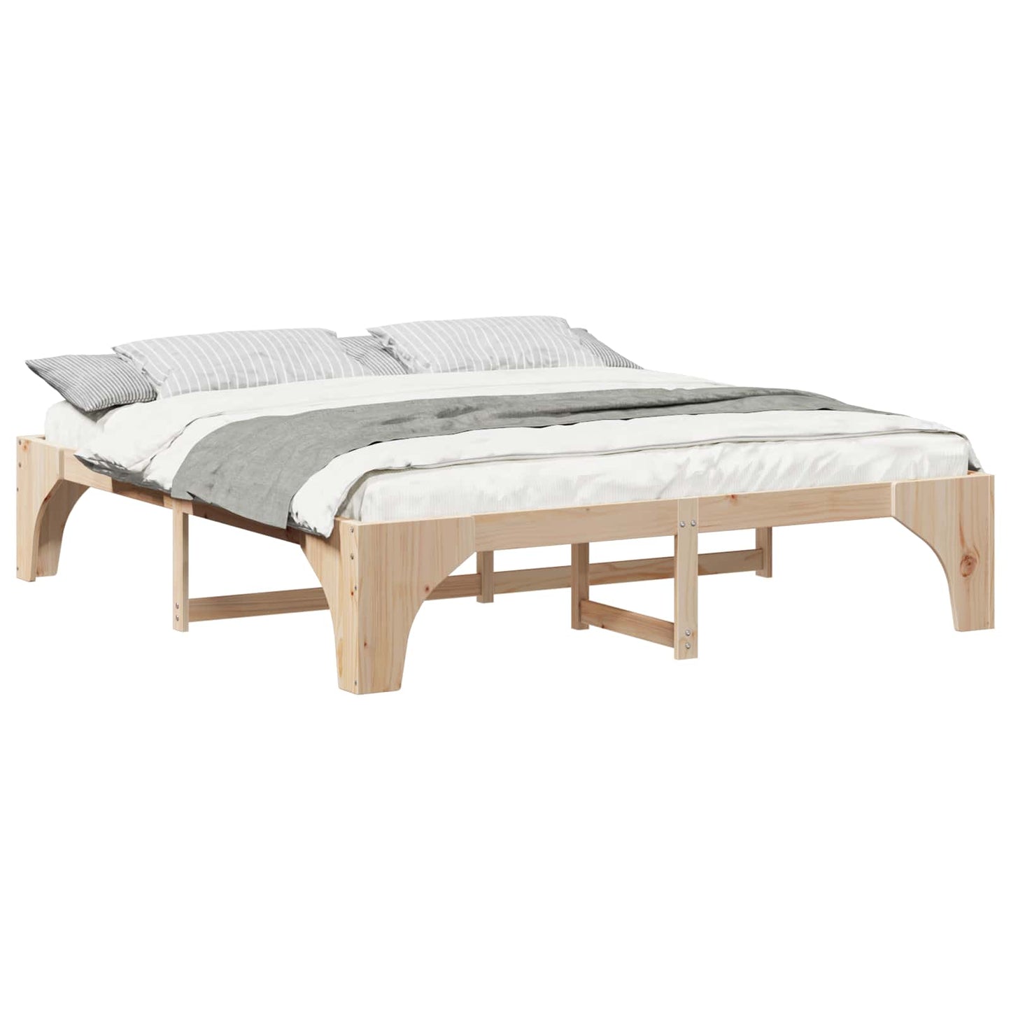 vidaXL Κρεβάτι δαπέδου Καφέ 200 x 200 cm Μασίφ ξύλο πεύκου