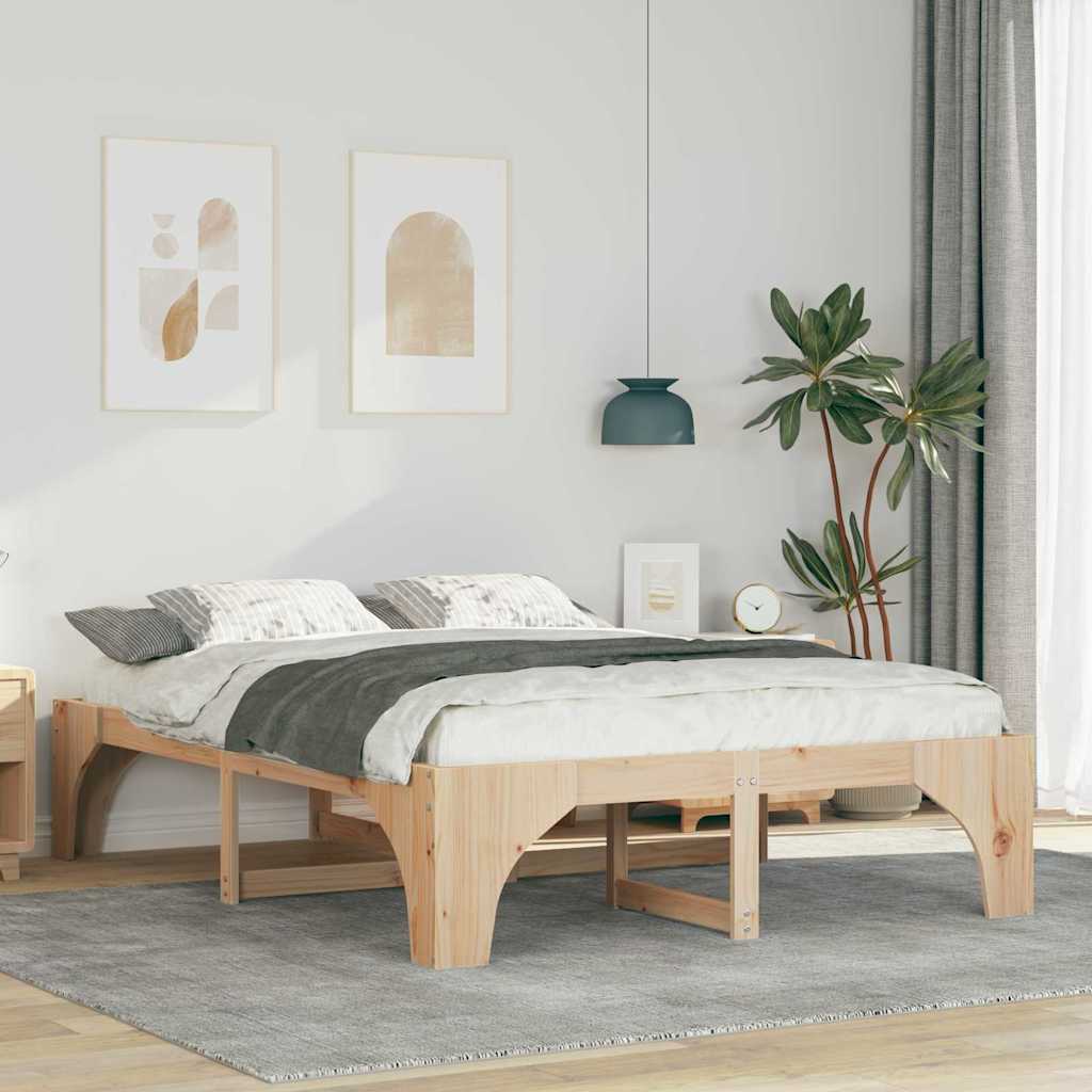 vidaXL Σκελετός Κρεβατιού Καφέ 160 x 200 cm Στερεά ξυλεία πεύκου