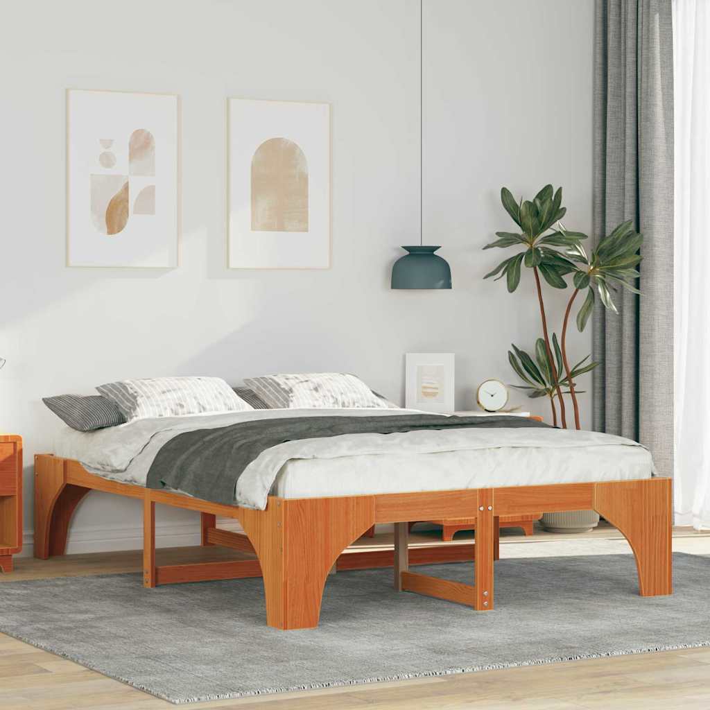 vidaXL Σκελετός Κρεβατιού Καφέ 160 x 200 cm Στερεά ξυλεία πεύκου