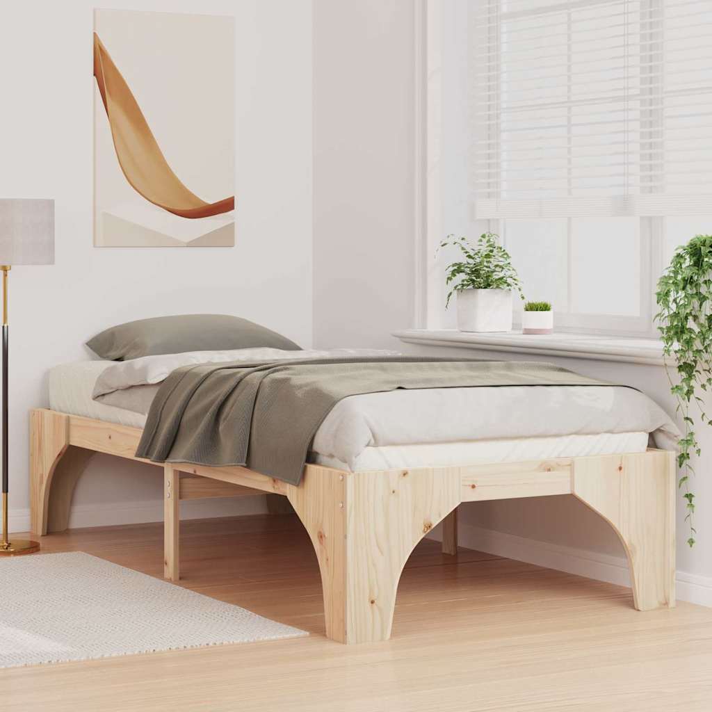 vidaXL Σκελετός Κρεβατιού Καφέ 90 x 190 cm Στερεά ξυλεία πεύκου