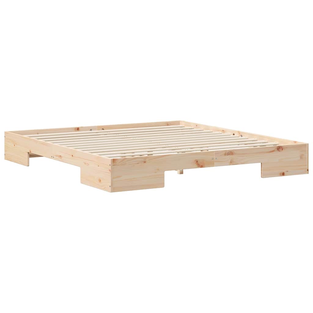 vidaXL Κρεβάτι δαπέδου Καφέ 200 x 200 cm Μασίφ ξύλο πεύκου