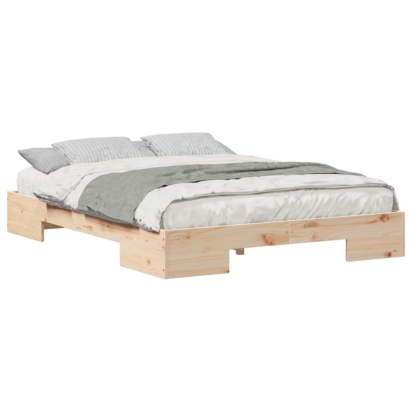 vidaXL Κρεβάτι δαπέδου Καφέ 160 x 200 cm Μασίφ ξύλο πεύκου