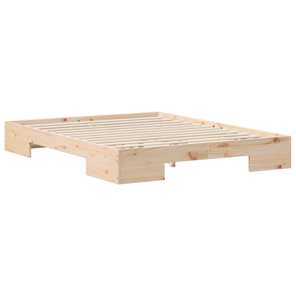 vidaXL Κρεβάτι δαπέδου Καφέ 160 x 200 cm Μασίφ ξύλο πεύκου
