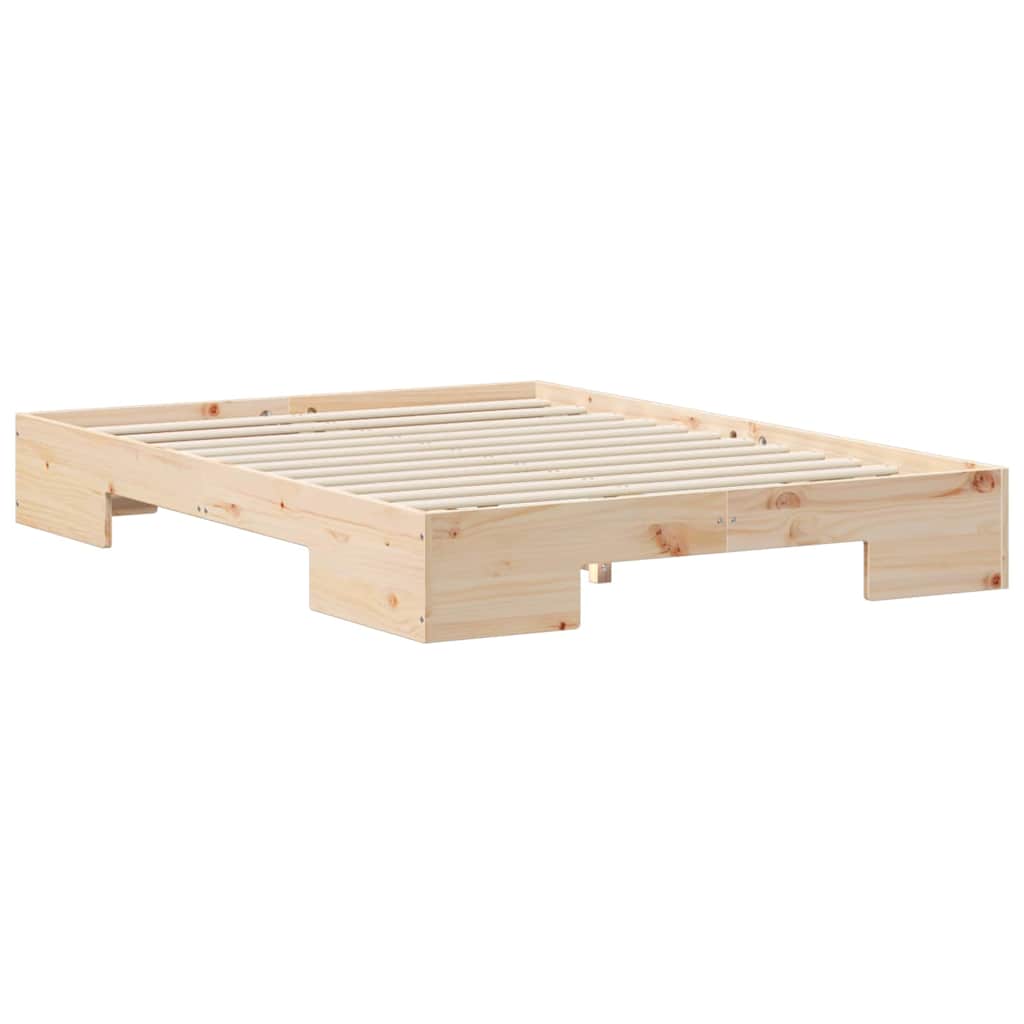 vidaXL Κρεβάτι δαπέδου Καφέ 140 x 190 cm Μασίφ ξύλο πεύκου