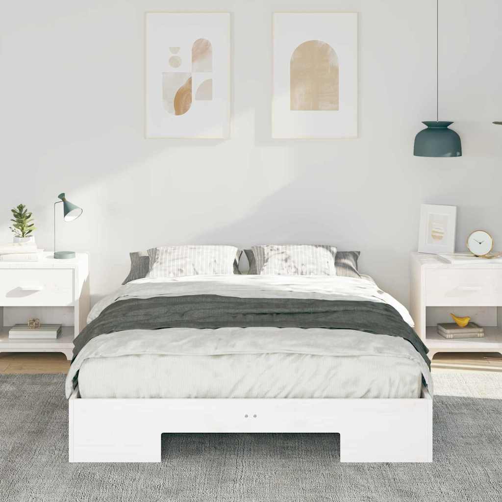 vidaXL Σκελετός Κρεβατιού Λευκό 140 x 190 cm