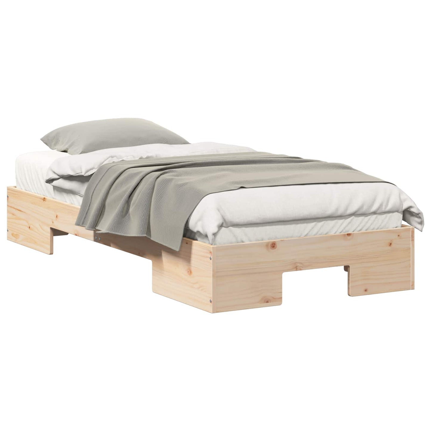 vidaXL Κρεβάτι δαπέδου Καφέ 90 x 190 cm Μασίφ ξύλο πεύκου