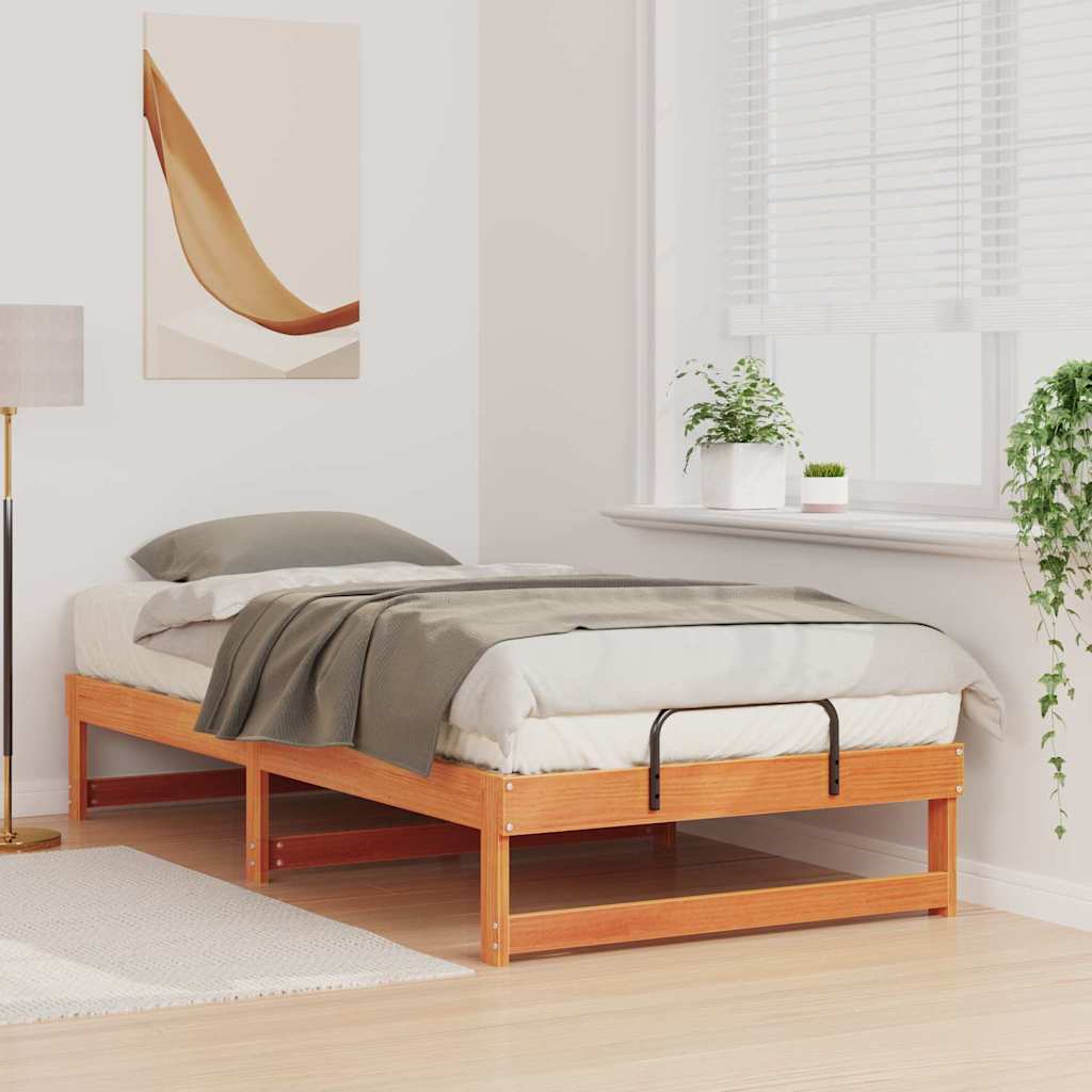 vidaXL Σκελετός Κρεβατιού Καφέ 90 x 190 cm Στερεά ξυλεία πεύκου