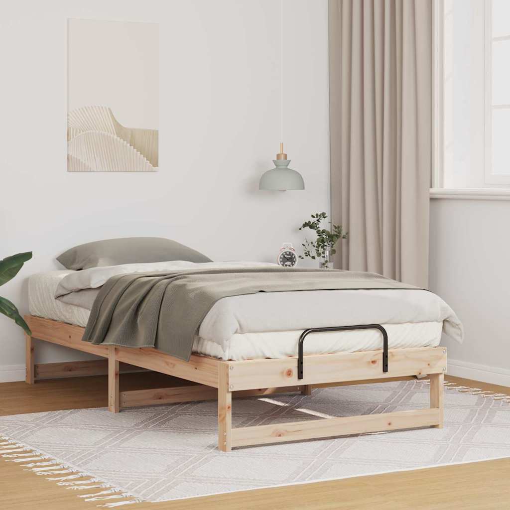 vidaXL Σκελετός Κρεβατιού Καφέ 75 x 190 cm Στερεά ξυλεία πεύκου
