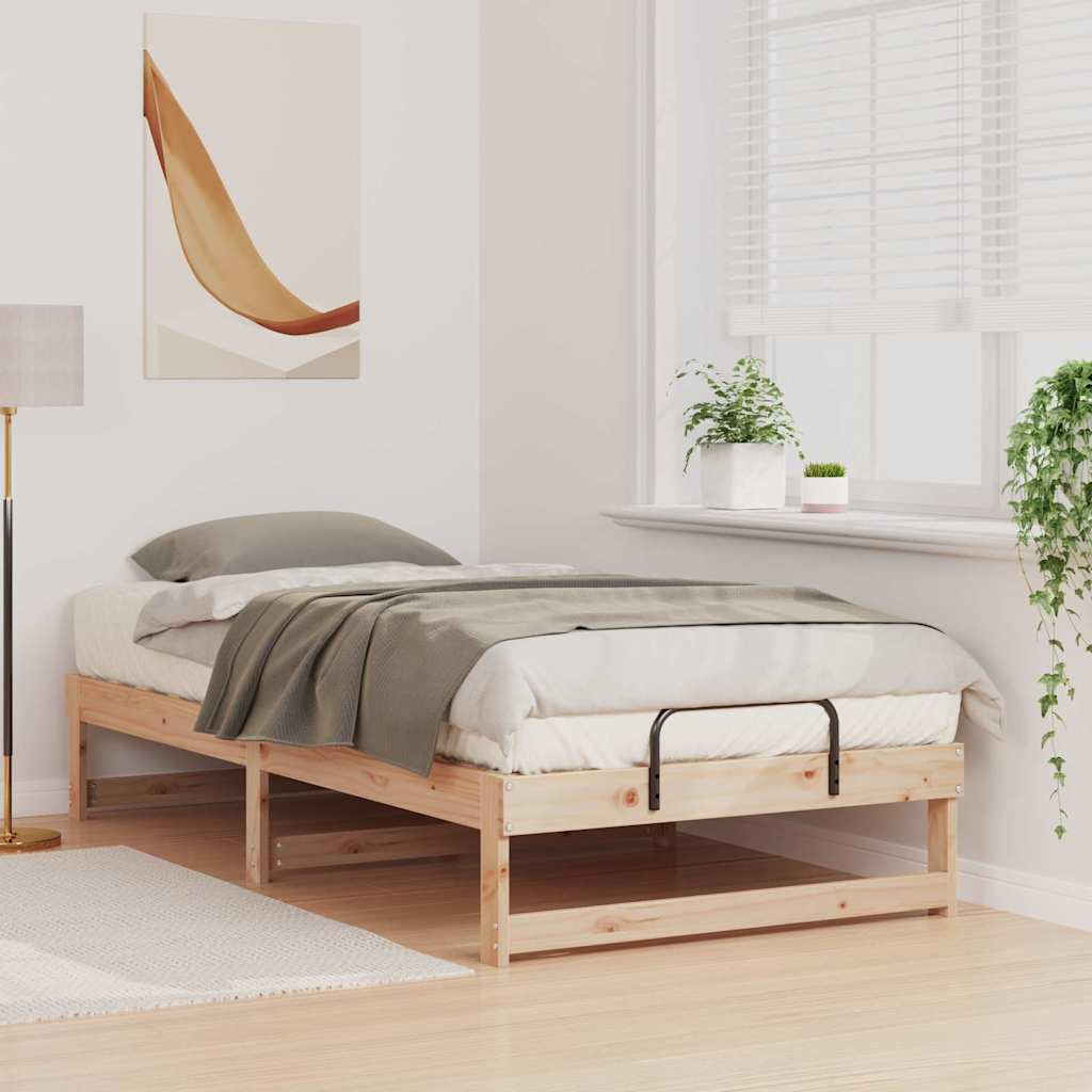 vidaXL Σκελετός Κρεβατιού Καφέ 75 x 190 cm Στερεά ξυλεία πεύκου