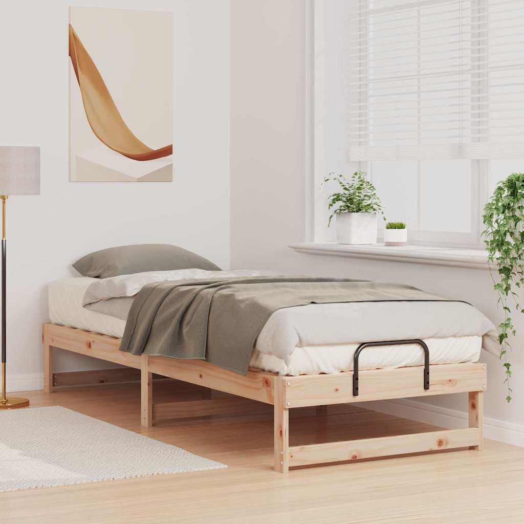 vidaXL Σκελετός Κρεβατιού Καφέ 90 x 210 cm Στερεά ξυλεία πεύκου