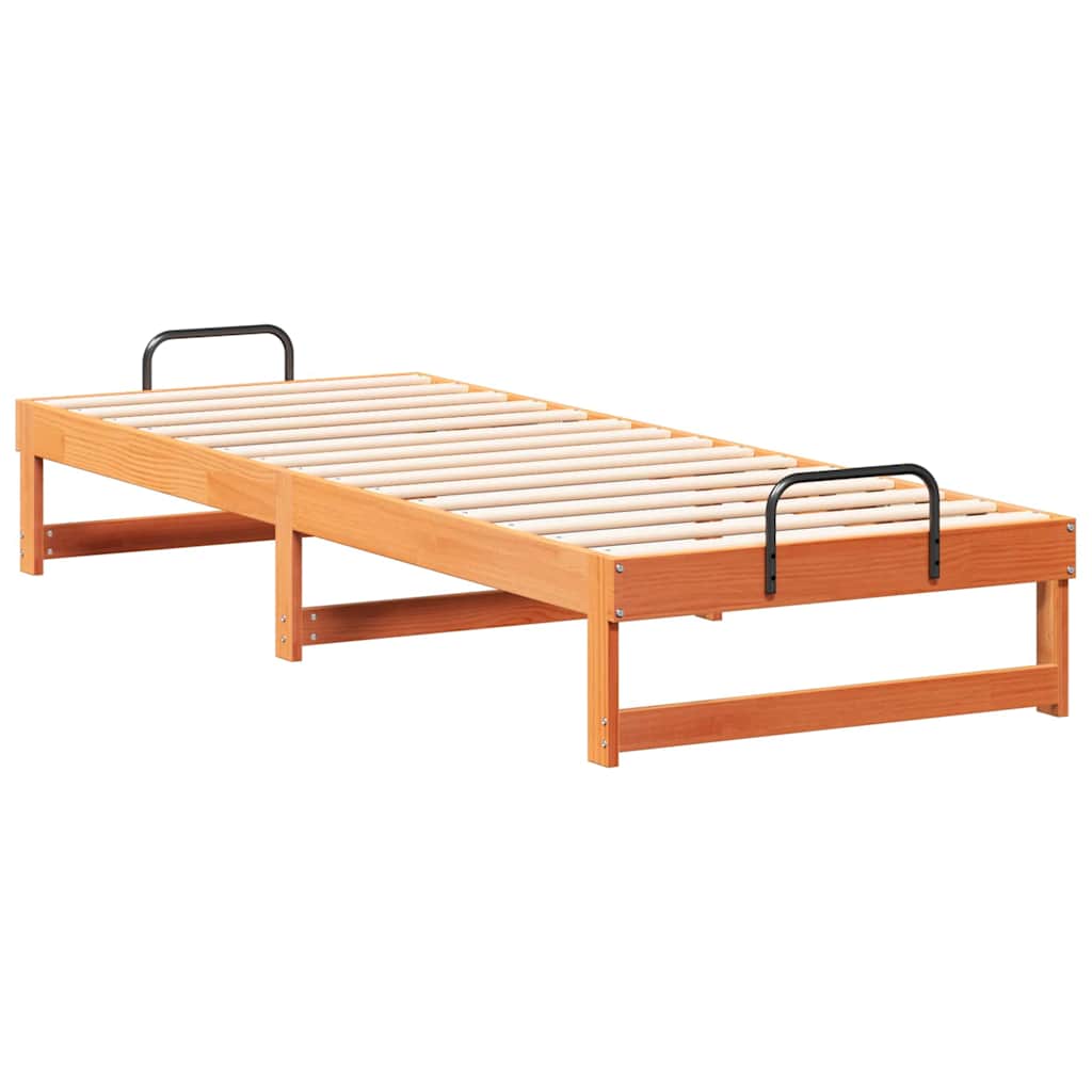 vidaXL Σκελετός Κρεβατιού Καφέ 90 x 210 cm Στερεά ξυλεία πεύκου