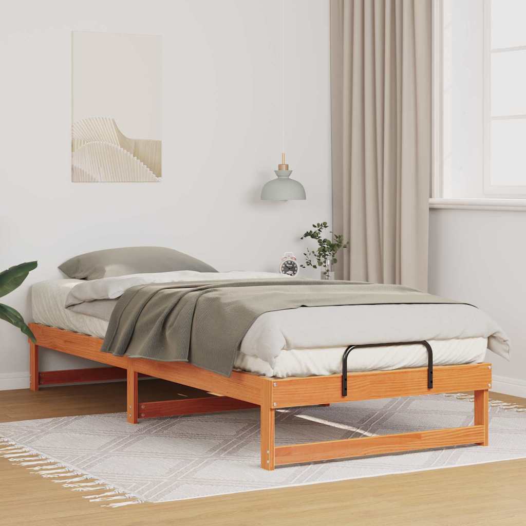 vidaXL Σκελετός Κρεβατιού Καφέ 80 x 220 cm Στερεά ξυλεία πεύκου