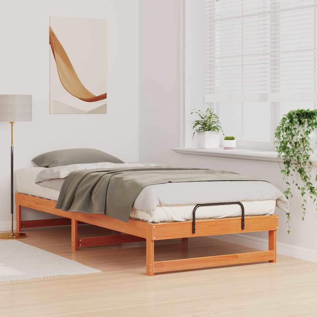 vidaXL Σκελετός Κρεβατιού Καφέ 80 x 220 cm Στερεά ξυλεία πεύκου