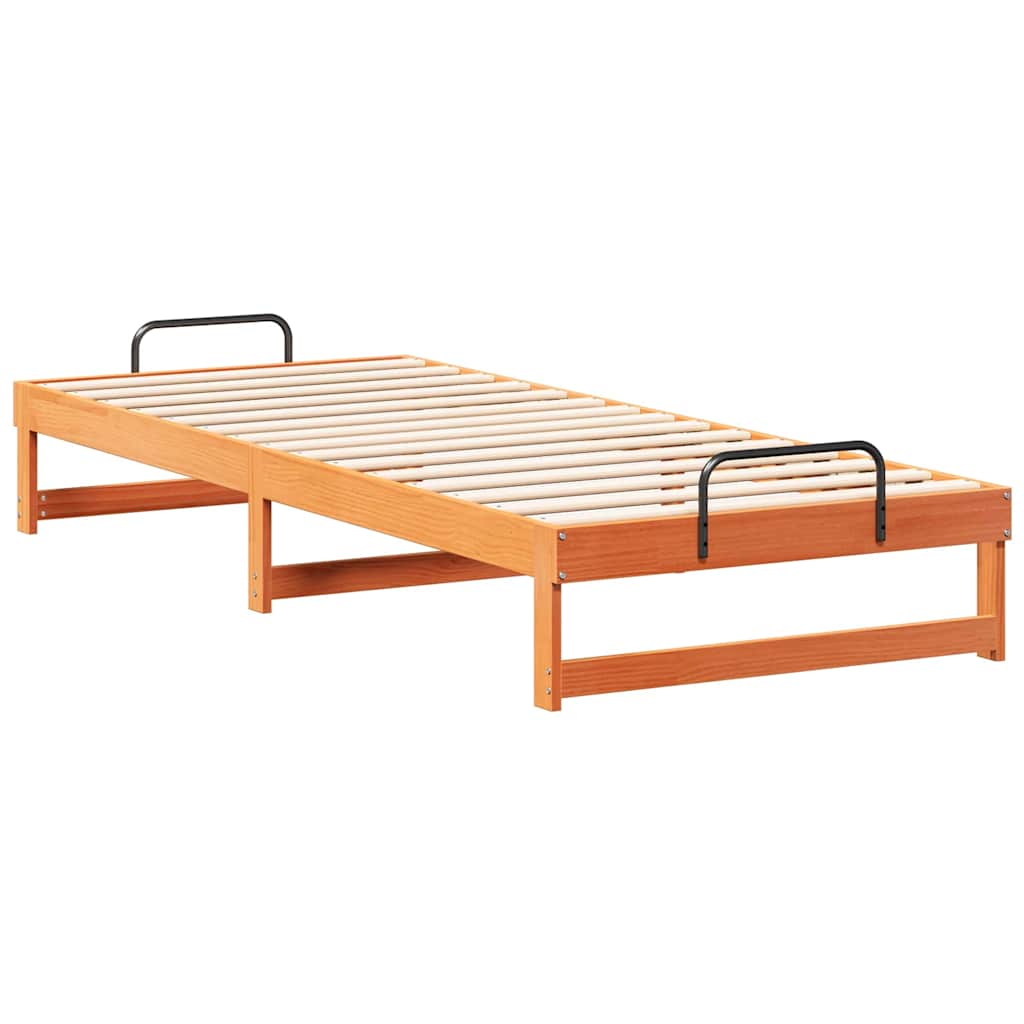 vidaXL Σκελετός Κρεβατιού Καφέ 80 x 220 cm Στερεά ξυλεία πεύκου
