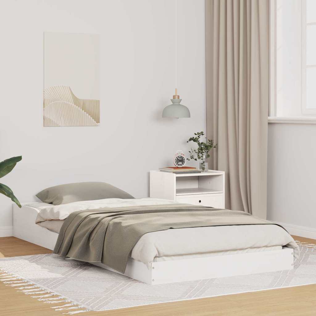 vidaXL Σκελετός Κρεβατιού Λευκό 75 x 190 cm Στερεά ξυλεία πεύκου