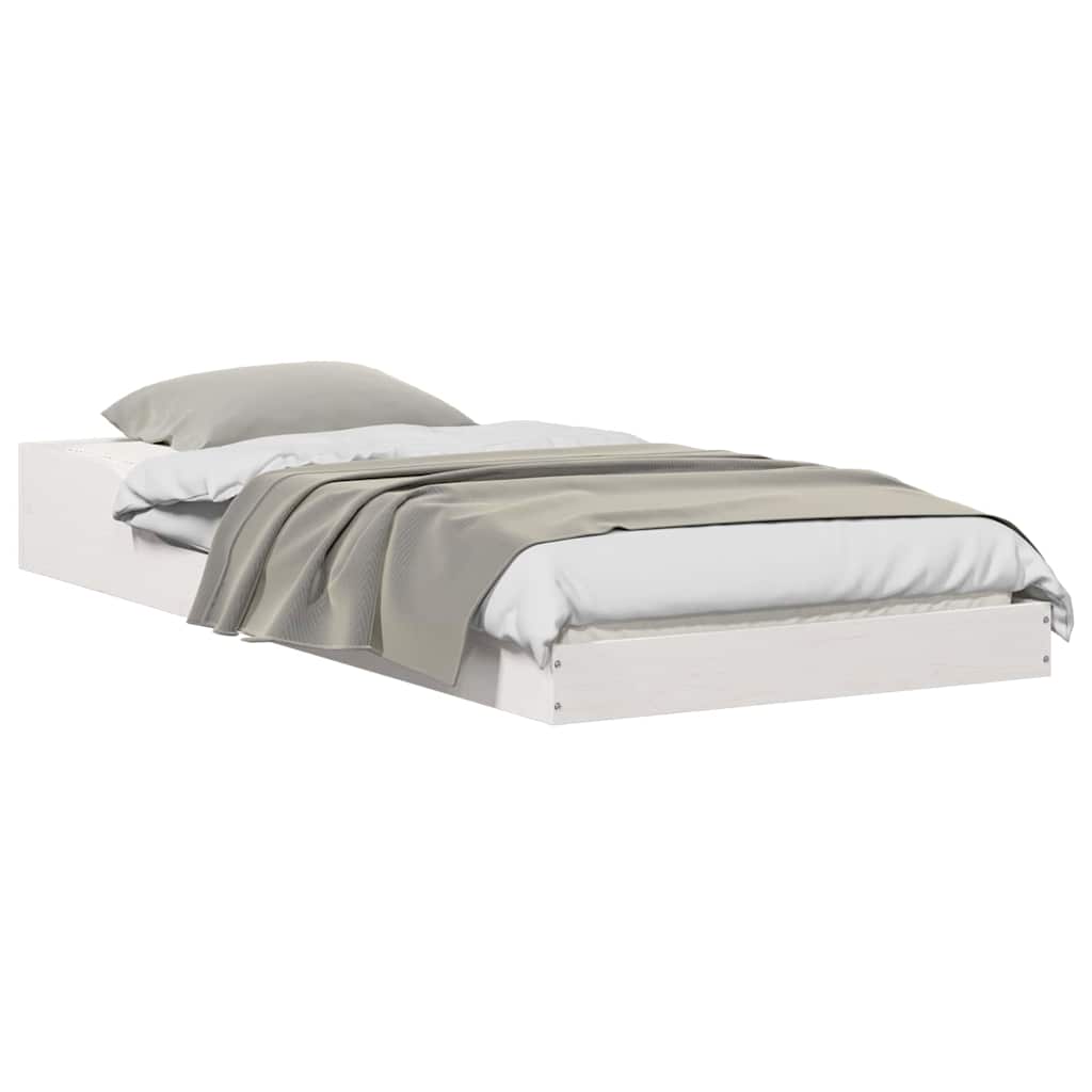 vidaXL Σκελετός Κρεβατιού Λευκό 75 x 190 cm Στερεά ξυλεία πεύκου