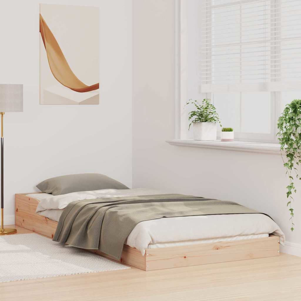 vidaXL Σκελετός Κρεβατιού Καφέ 90 x 210 cm Στερεά ξυλεία πεύκου
