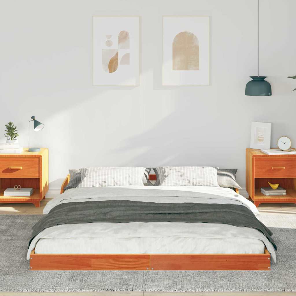 vidaXL Σκελετός Κρεβατιού Κερωτό καφέ 140 x 220 cm