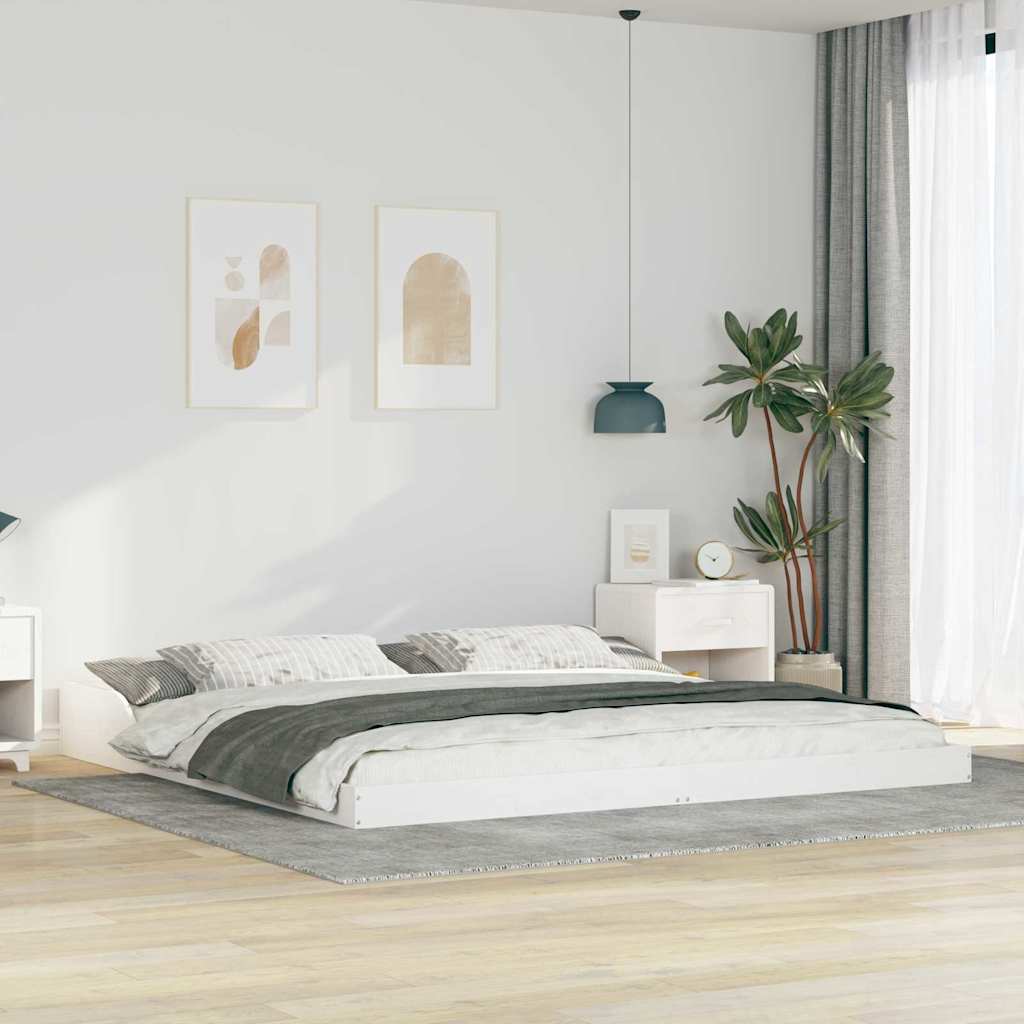 vidaXL Σκελετός Κρεβατιού Λευκό 200 x 220 cm Στερεά ξυλεία πεύκου