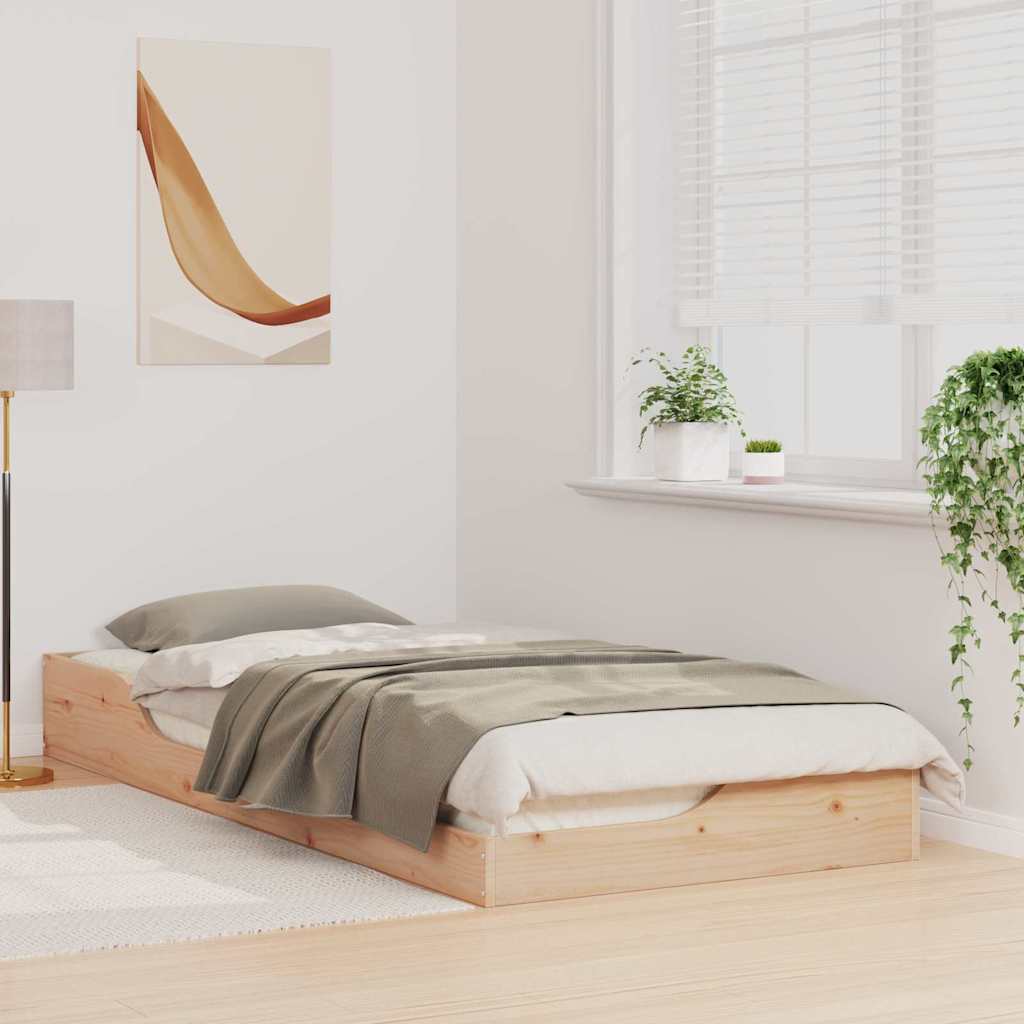 vidaXL Σκελετός Κρεβατιού Καφέ 90 x 210 cm Στερεά ξυλεία πεύκου