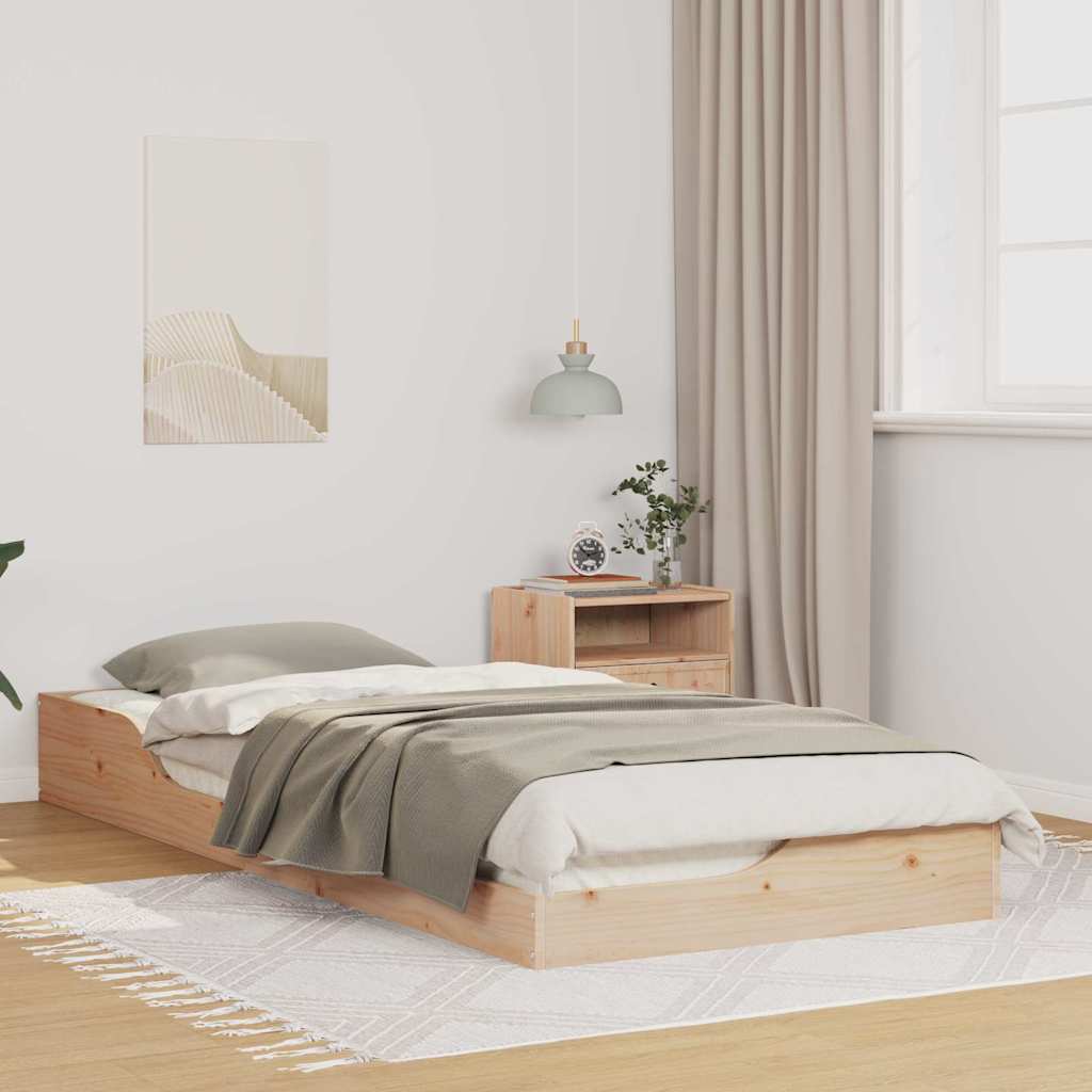 vidaXL Σκελετός Κρεβατιού Καφέ 100 x 220 cm Στερεά ξυλεία πεύκου