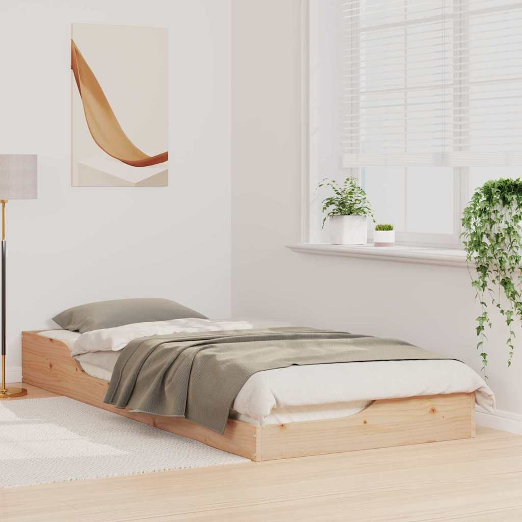 vidaXL Σκελετός Κρεβατιού Καφέ 100 x 220 cm Στερεά ξυλεία πεύκου