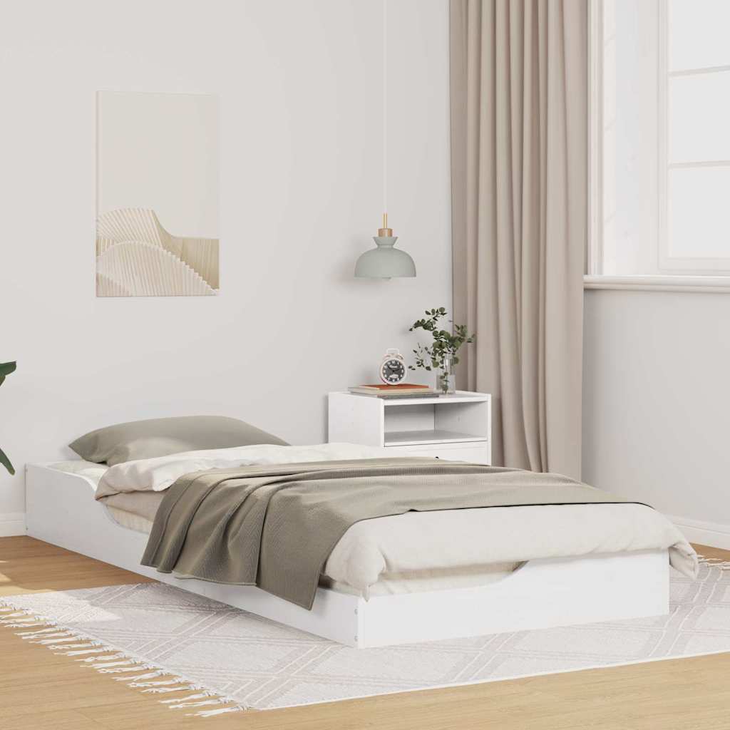 vidaXL Σκελετός Κρεβατιού Λευκό 100 x 220 cm Στερεά ξυλεία πεύκου