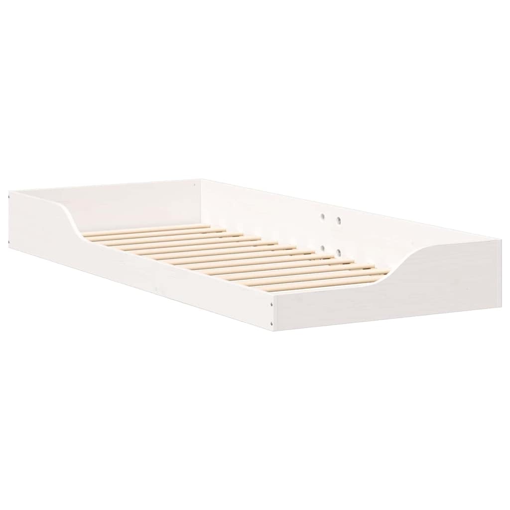 vidaXL Σκελετός Κρεβατιού Λευκό 100 x 220 cm Στερεά ξυλεία πεύκου