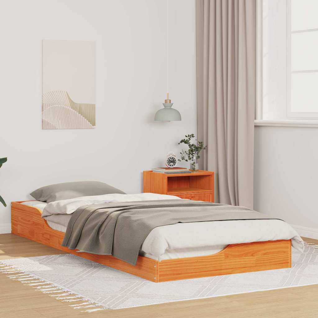 vidaXL Σκελετός Κρεβατιού Κερωτό καφέ 100 x 220 cm