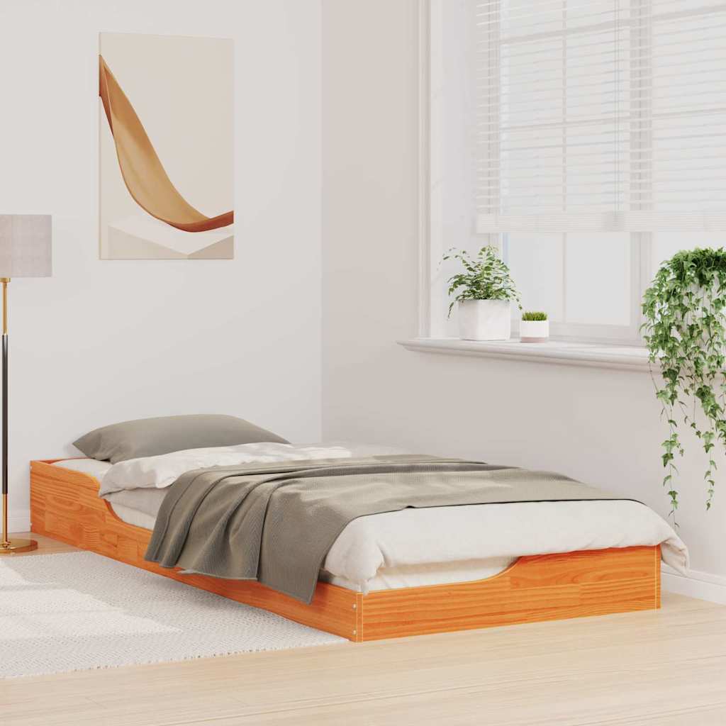 vidaXL Σκελετός Κρεβατιού Κερωτό καφέ 100 x 220 cm