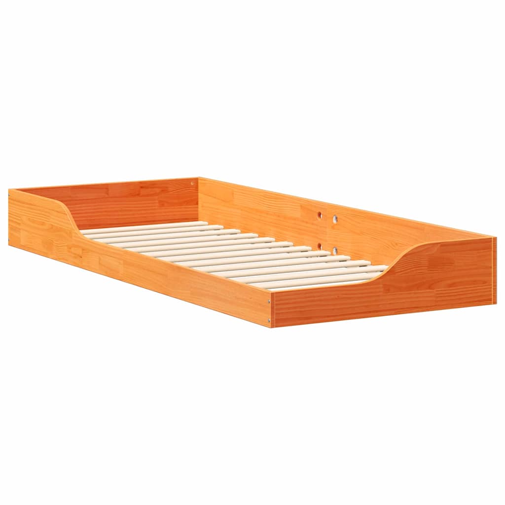 vidaXL Σκελετός Κρεβατιού Κερωτό καφέ 100 x 220 cm