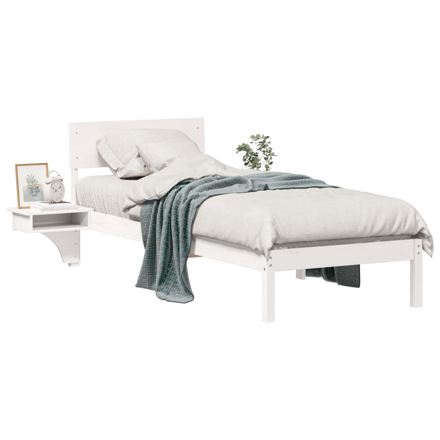vidaXL Σκελετός Κρεβατιού Λευκό 75 x 190 cm Στερεά ξυλεία πεύκου