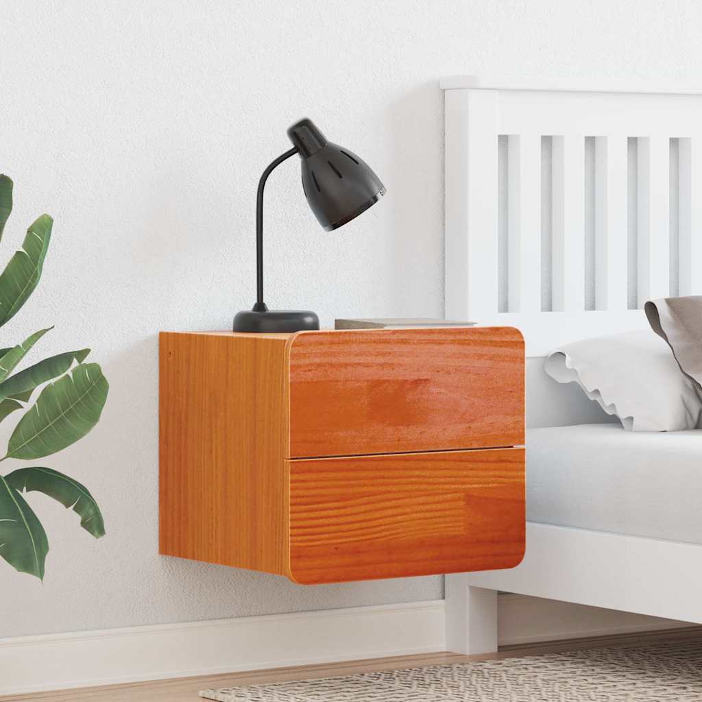 vidaXL Κομοδίνο 2 τμχ. Καφέ 39 x 34 x 33 εκ. Μασίφ ξύλο πεύκου