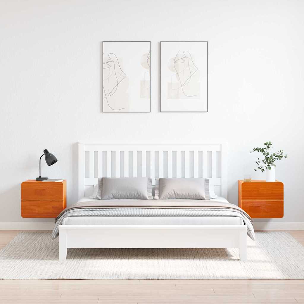 vidaXL Κομοδίνο 2 τμχ. Καφέ 39 x 34 x 33 εκ. Μασίφ ξύλο πεύκου
