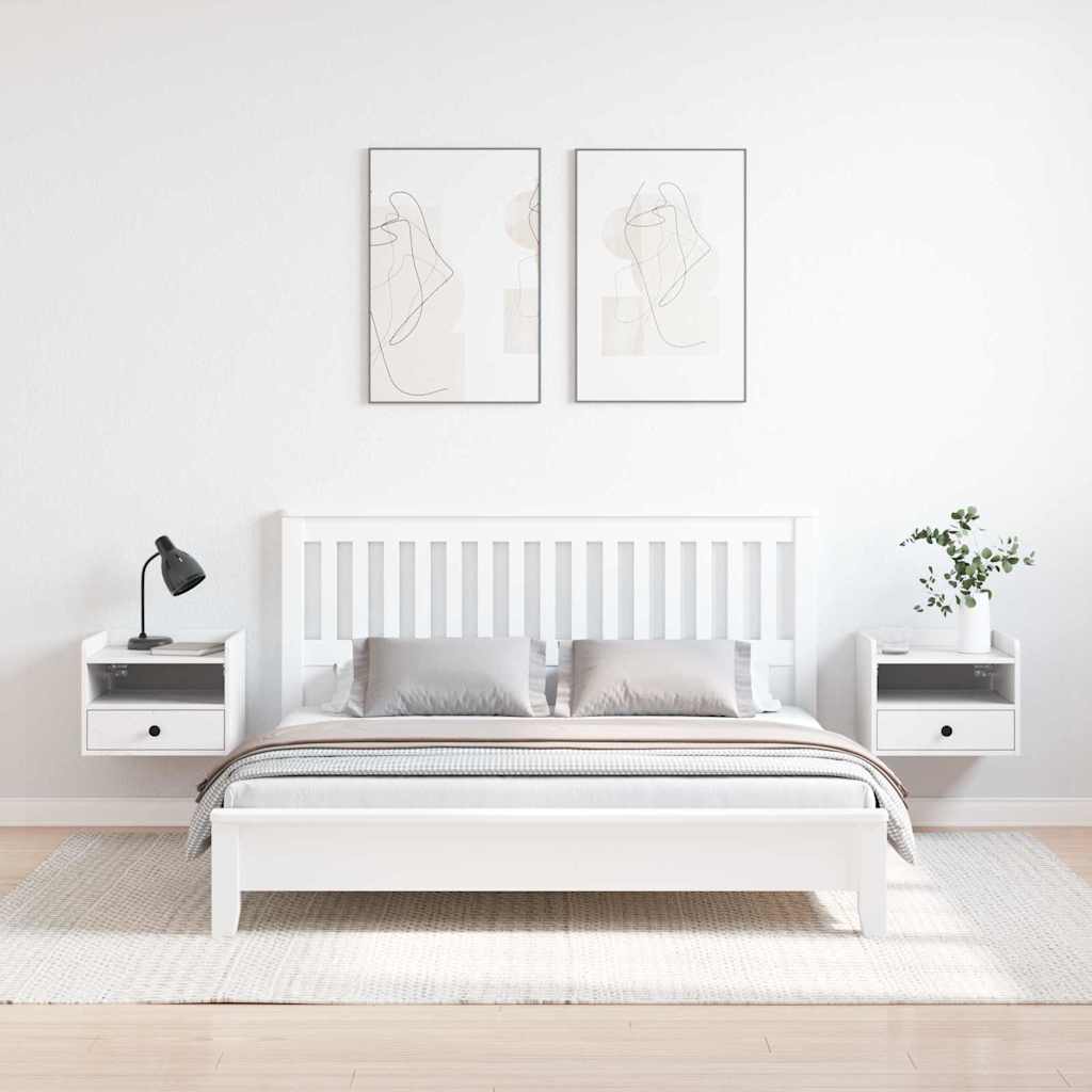 vidaXL Κομοδίνο 2 τμχ. Λευκό 38 x 36 x 29,5 εκ Μασίφ ξύλο πεύκου