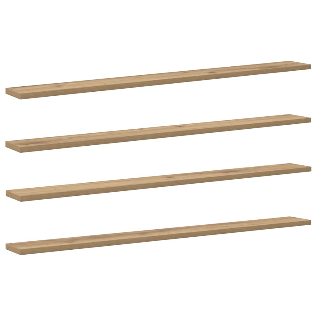 vidaXL Ράφι Βιβλίων 4 pcs Καφέ 100 x 10 x 1.5 cm Επεξεργασμένο ξύλο