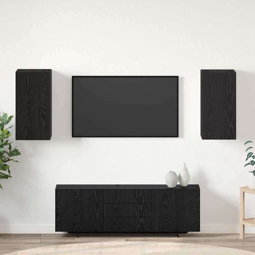 vidaXL Τηλεοπτική Κάβα Τοίχου 2 pcs Μαύρη Οξυά 30,5 x 30 x 60 εκ.