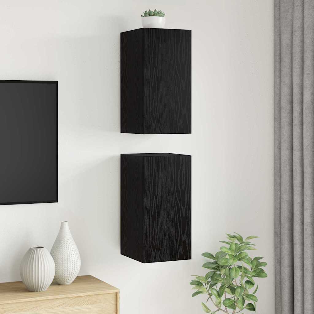 vidaXL Τηλεοπτική Κάβα Τοίχου 2 pcs Μαύρη Οξυά 30,5 x 30 x 60 εκ.