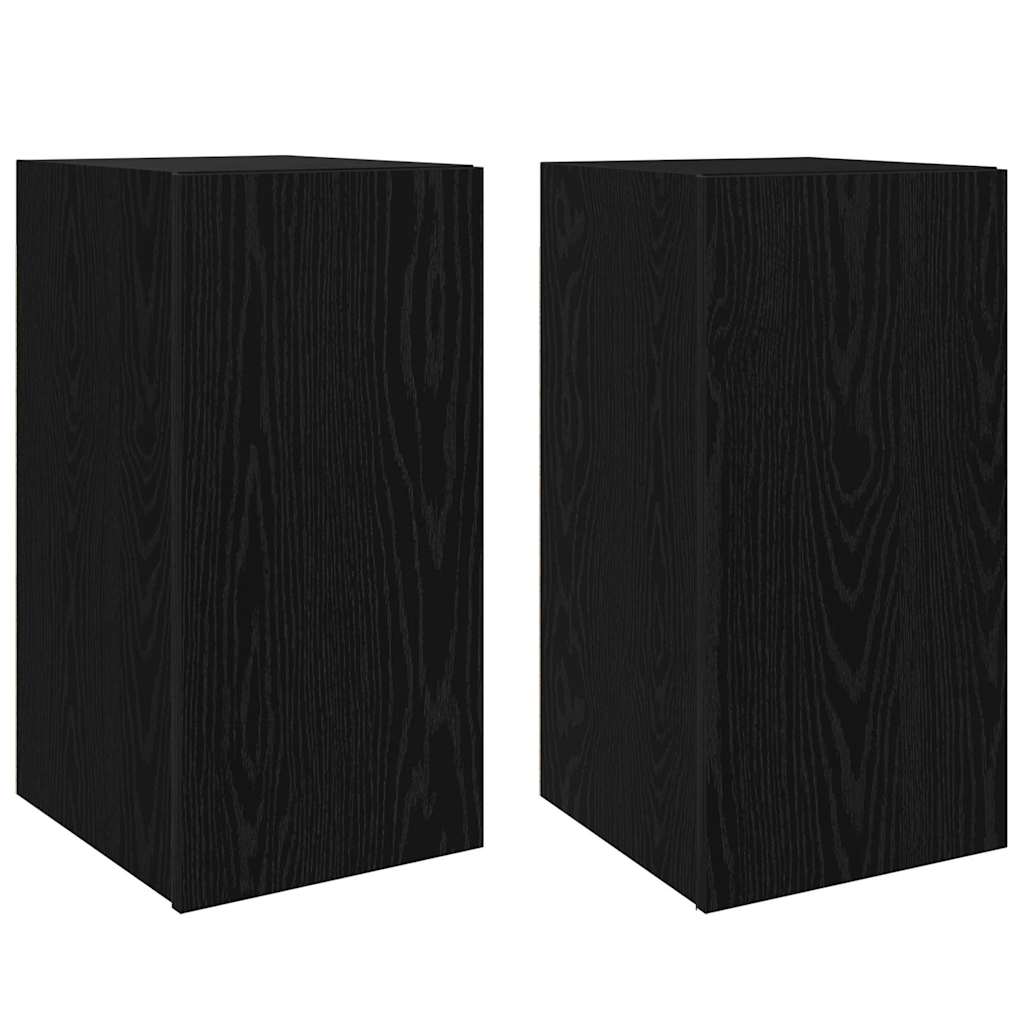vidaXL Τηλεοπτική Κάβα Τοίχου 2 pcs Μαύρη Οξυά 30,5 x 30 x 60 εκ.